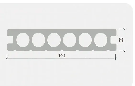 140 Outdoor Decking technical cross-section, 140mm by 25mm