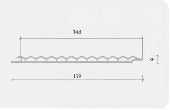 159 Fluted Decor Panel technical cross-section, 159mm by 9mm