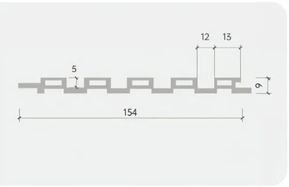 160 Fluted Decor Panel technical cross-section, 154mm by 9mm