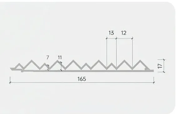 170 Fluted Decor Panel technical cross-section, 165mm by 17mm
