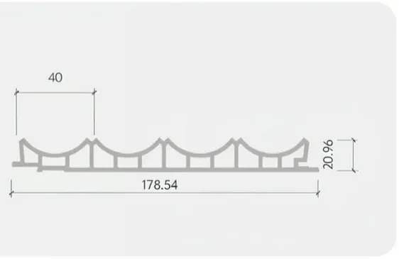 178 Concave Decor Panel technical cross-section, 178.54mm by 20.96mm