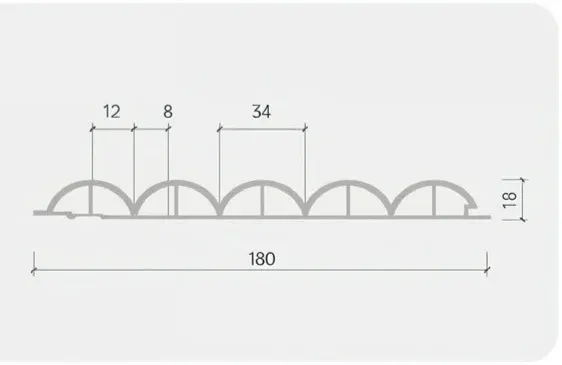 180 Convex Decor Panel technical cross-section, 180mm by 18mm