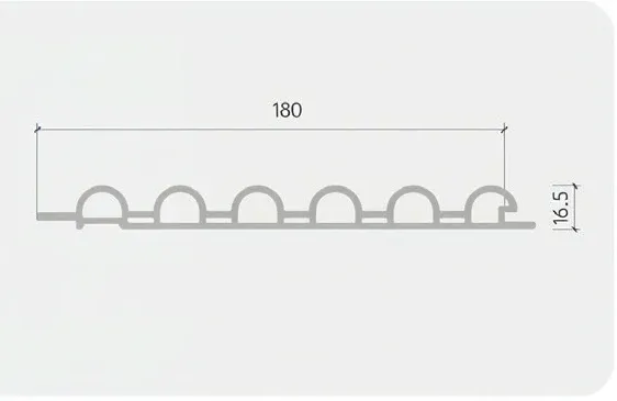 185 Convex Decor Panel technical cross-section, 180mm by 16.5mm