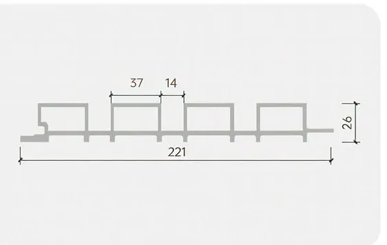 221 Outdoor Wall Cladding technical cross-section, 221mm by 26mm