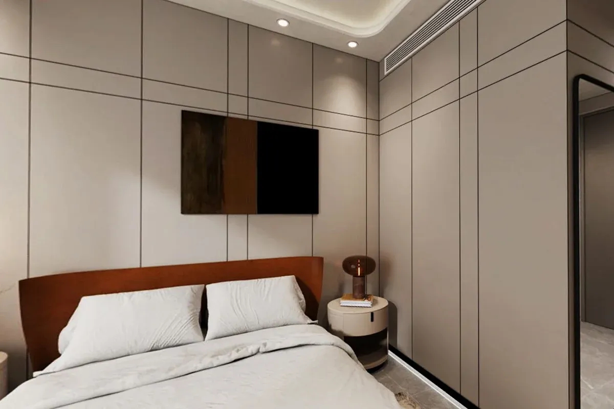 Renovated hotel guestroom featuring Magic Wall Panels same-color wall and door system — gallery photo 4