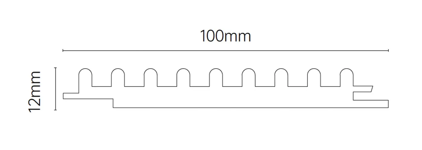 MW-DP100 Decor Panel technical cross-section, 100mm by 12mm