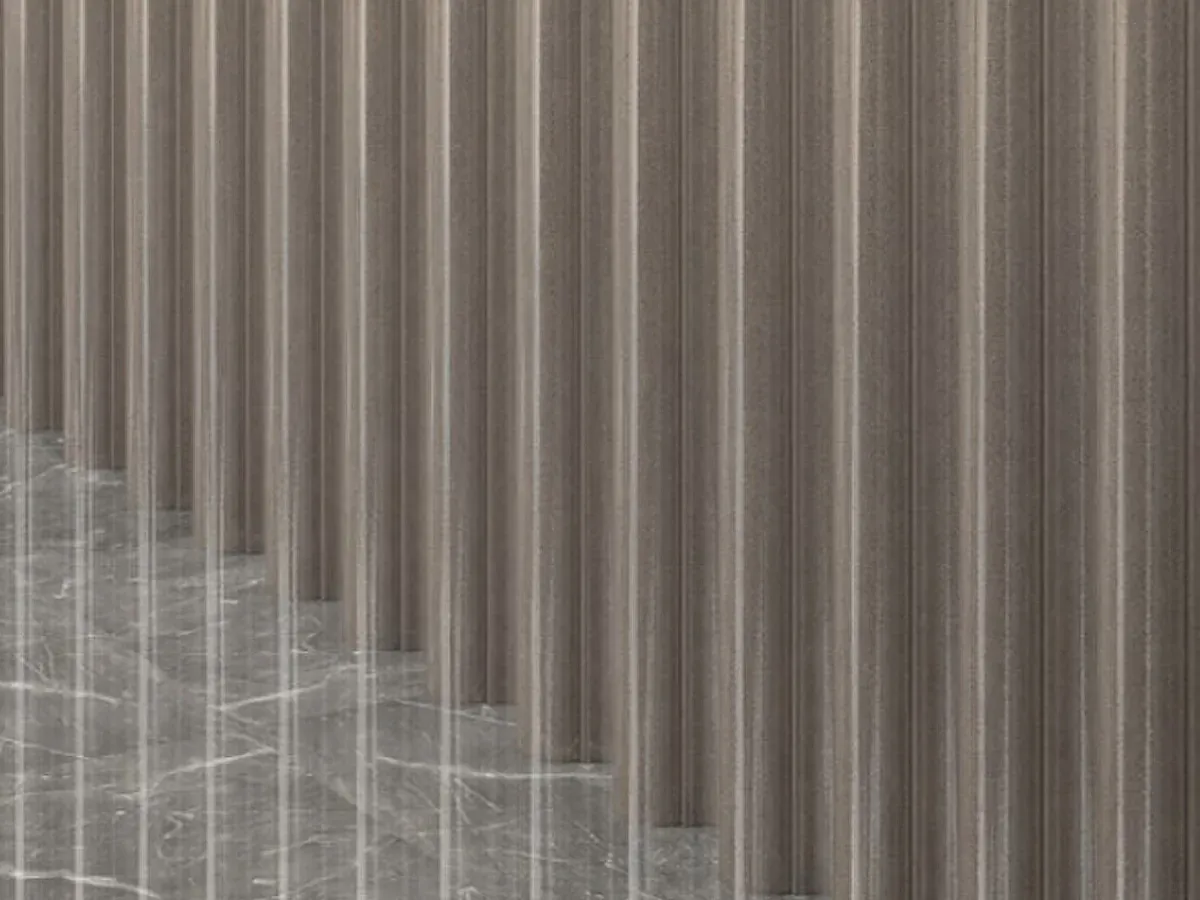 MW-DP1055 Decor Panel profile cross-section, 103.5mm wide and 54.8mm thick, shown as a wall panel installation