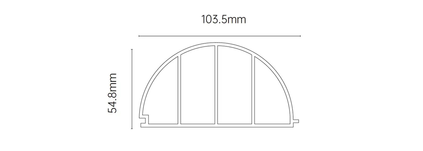 MW-DP1055 Decor Panel technical cross-section, 103.5mm by 54.8mm