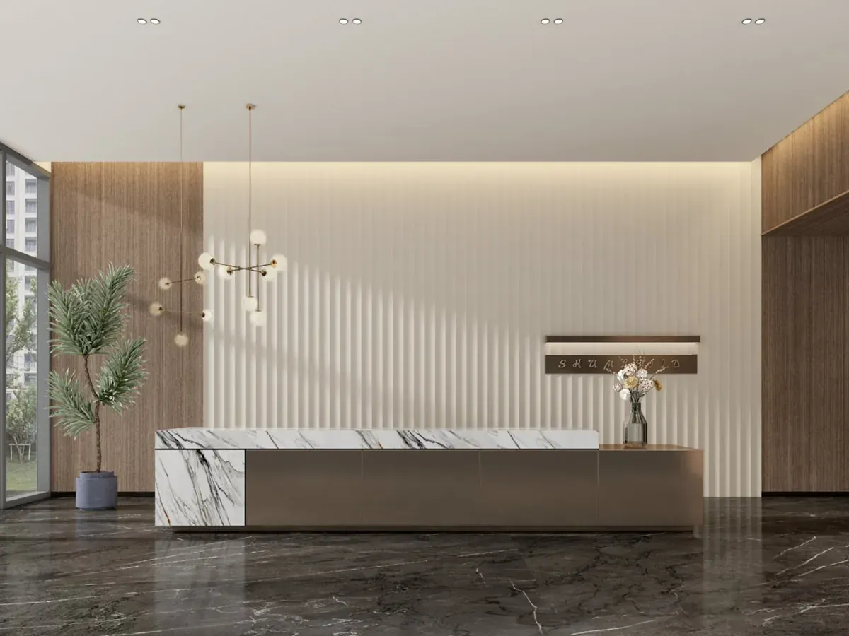 MW-DP128 Decor Panel profile cross-section, 128mm wide and 15mm thick, shown as a wall panel installation