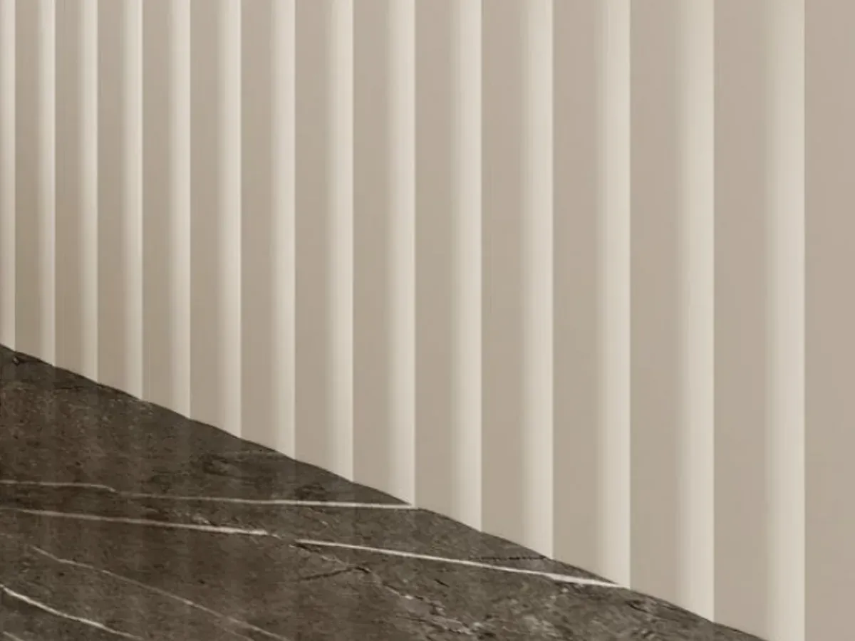 MW-DP128 Decor Panel profile cross-section, 128mm wide and 15mm thick, shown as a wall panel installation