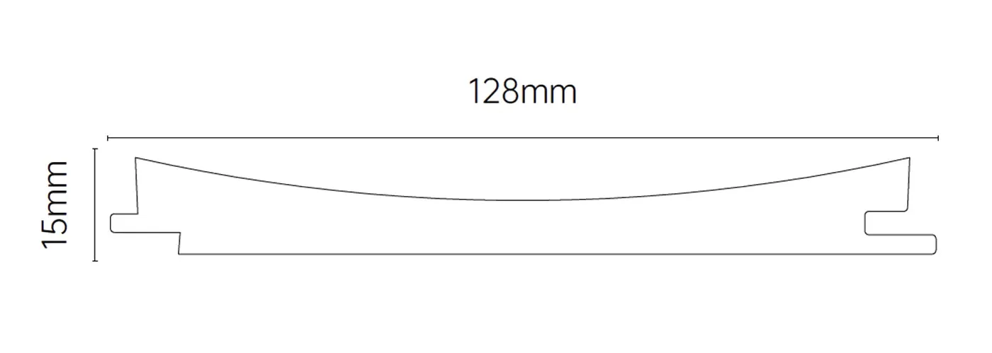 MW-DP128 Decor Panel technical cross-section, 128mm by 15mm