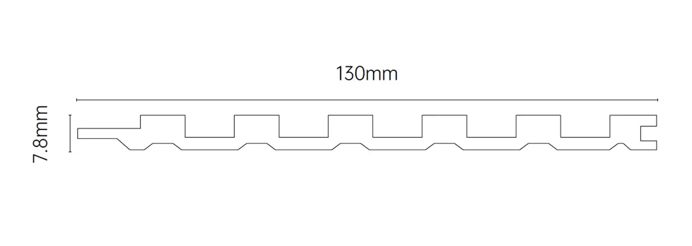 MW-DP130 Decor Panel technical cross-section, 130mm by 7.8mm