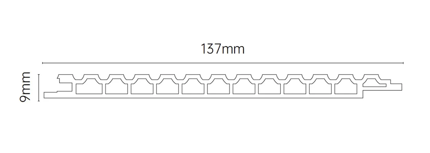 MW-DP137 Decor Panel technical cross-section, 137mm by 9mm