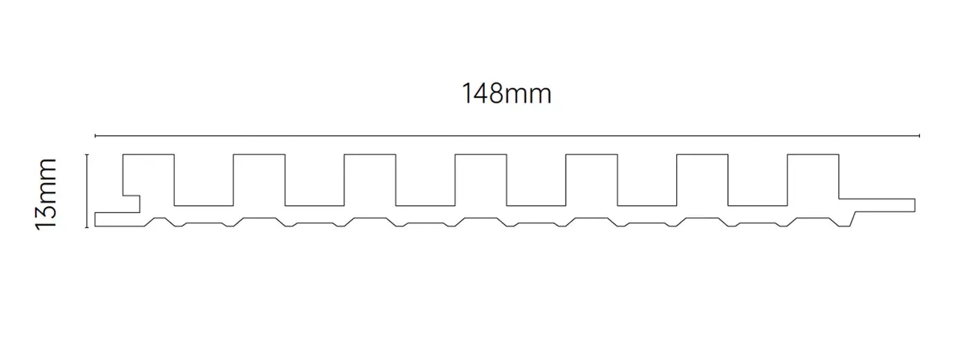 MW-DP140 Decor Panel technical cross-section, 148mm by 13mm