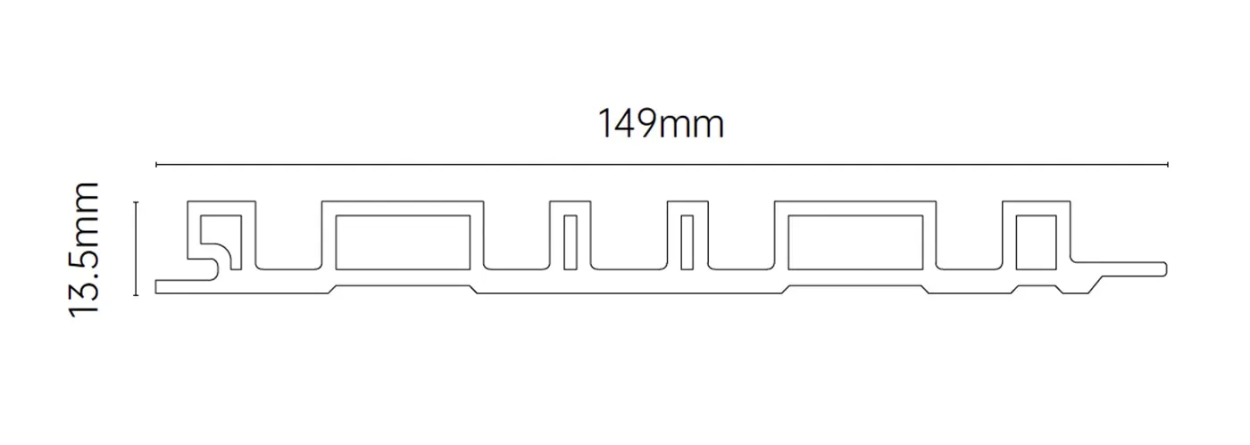 MW-DP149 Decor Panel technical cross-section, 149mm by 13.5mm