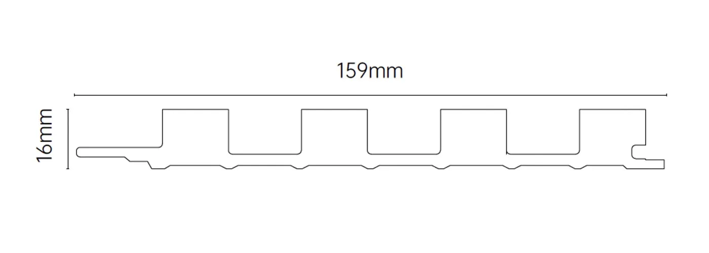 MW-DP1516 Decor Panel technical cross-section, 159mm by 16mm