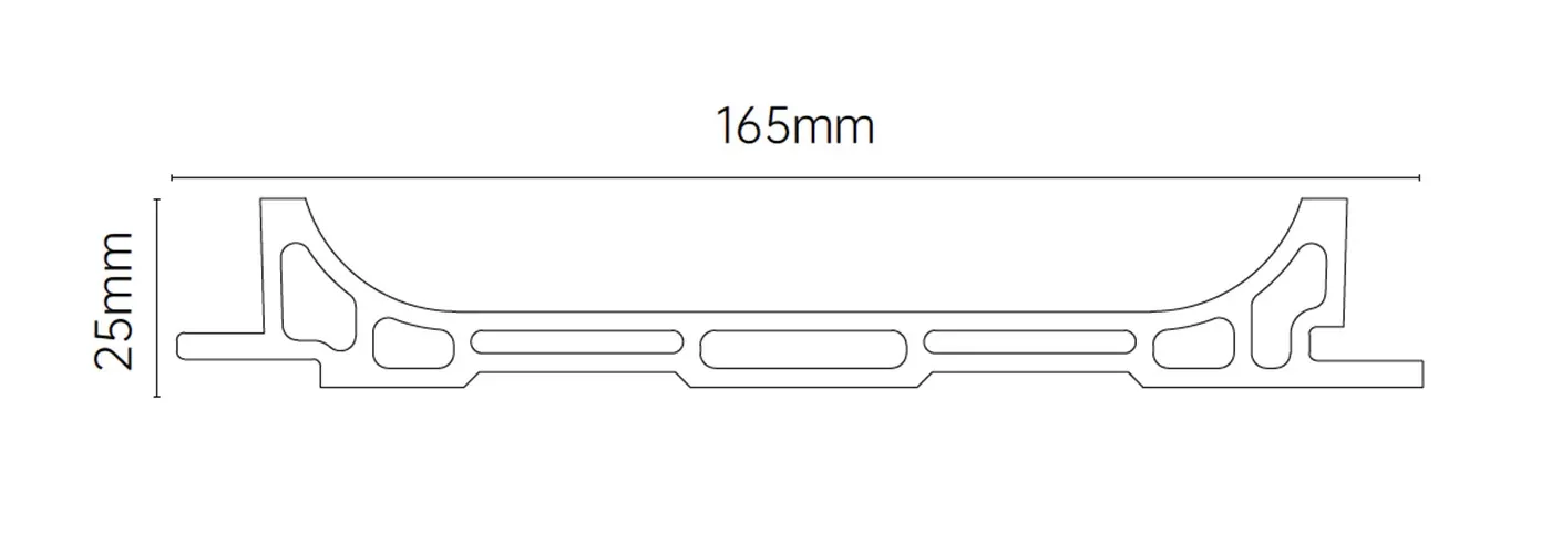 MW-DP1525 Decor Panel technical cross-section, 165mm by 25mm