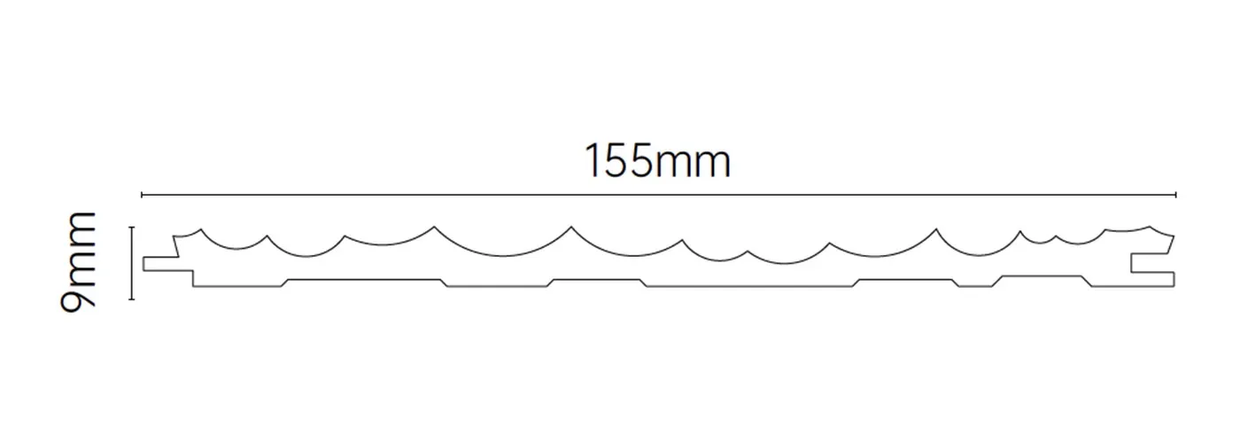 MW-DP155 Decor Panel technical cross-section, 155mm by 9mm