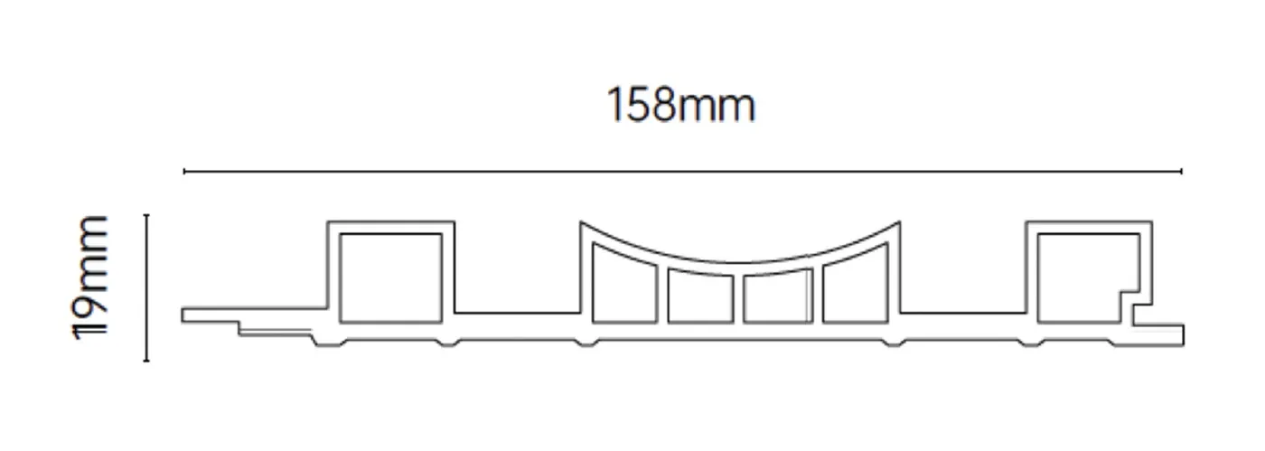 MW-DP158 Decor Panel technical cross-section, 158mm by 19mm