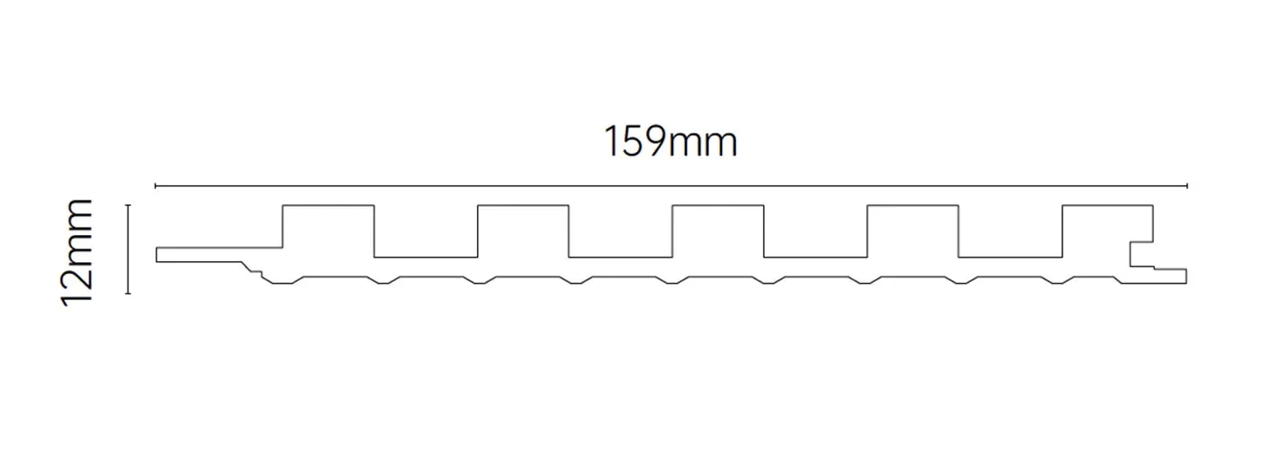MW-DP159 Decor Panel technical cross-section, 159mm by 12mm