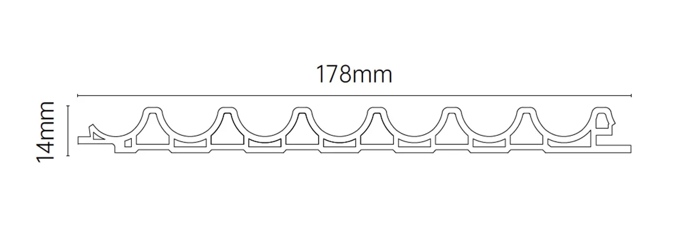 MW-DP178 Decor Panel technical cross-section, 178mm by 14mm