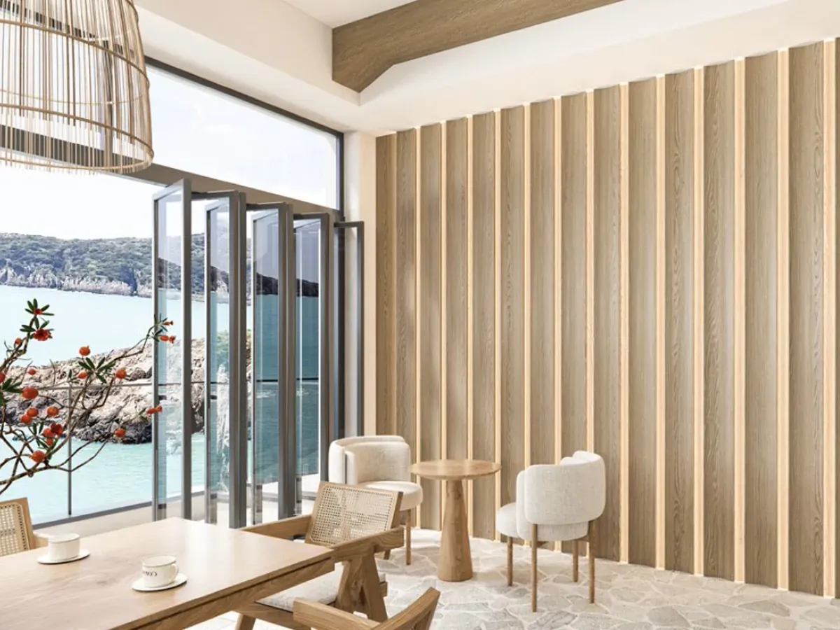 MW-DP2135 Decor Panel profile cross-section, 210mm wide and 35mm thick, shown as a wall panel installation