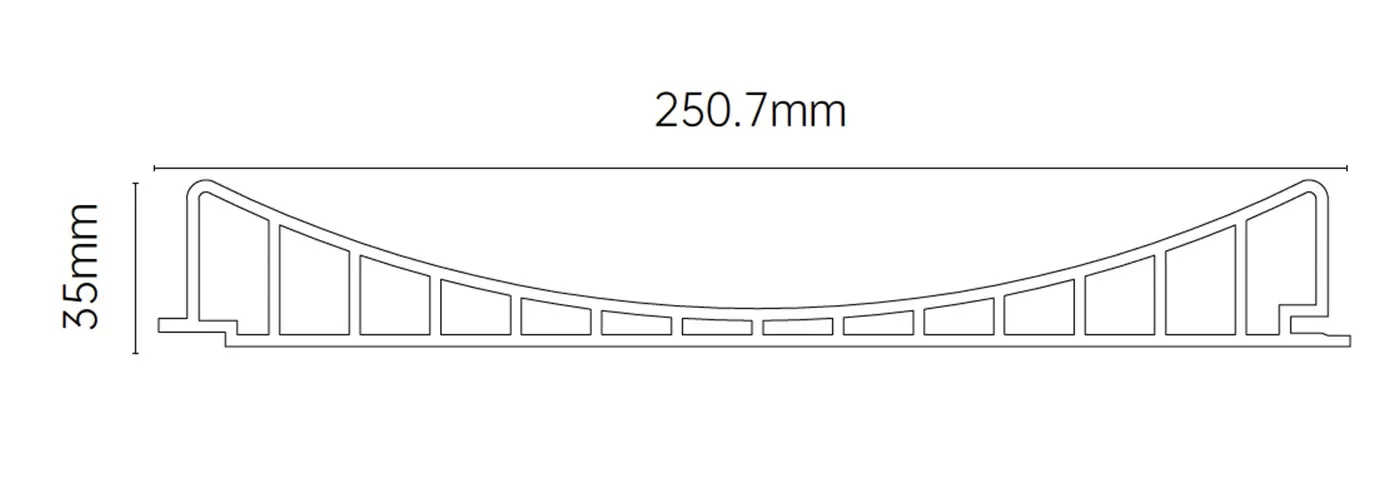 MW-DP2435 Decor Panel technical cross-section, 250.7mm by 35mm