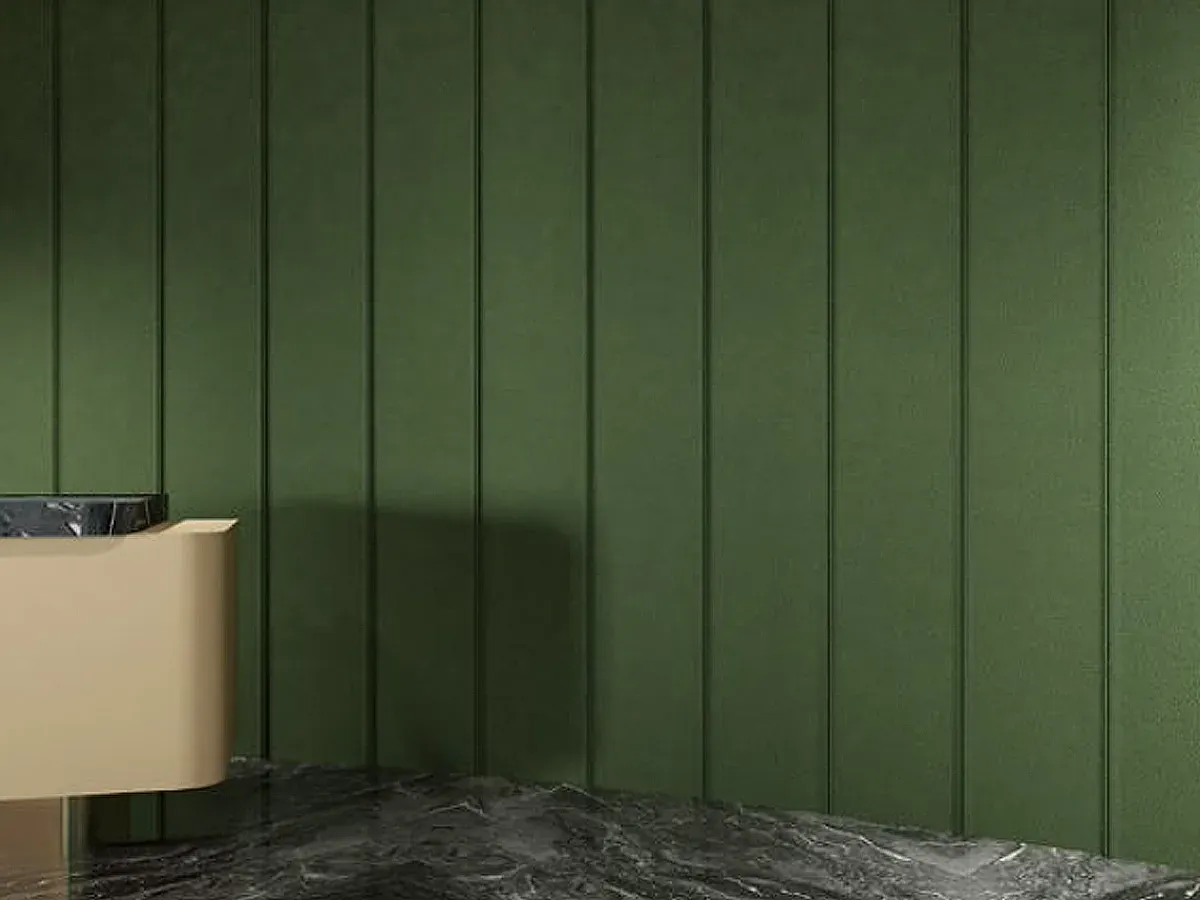 MW-DP4025 Decor Panel profile cross-section, 415mm wide and 25mm thick, shown as a wall panel installation