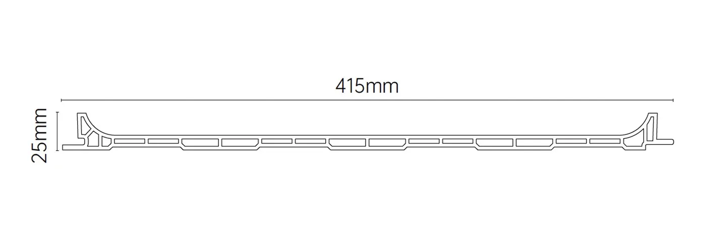 MW-DP4025 Decor Panel technical cross-section, 415mm by 25mm