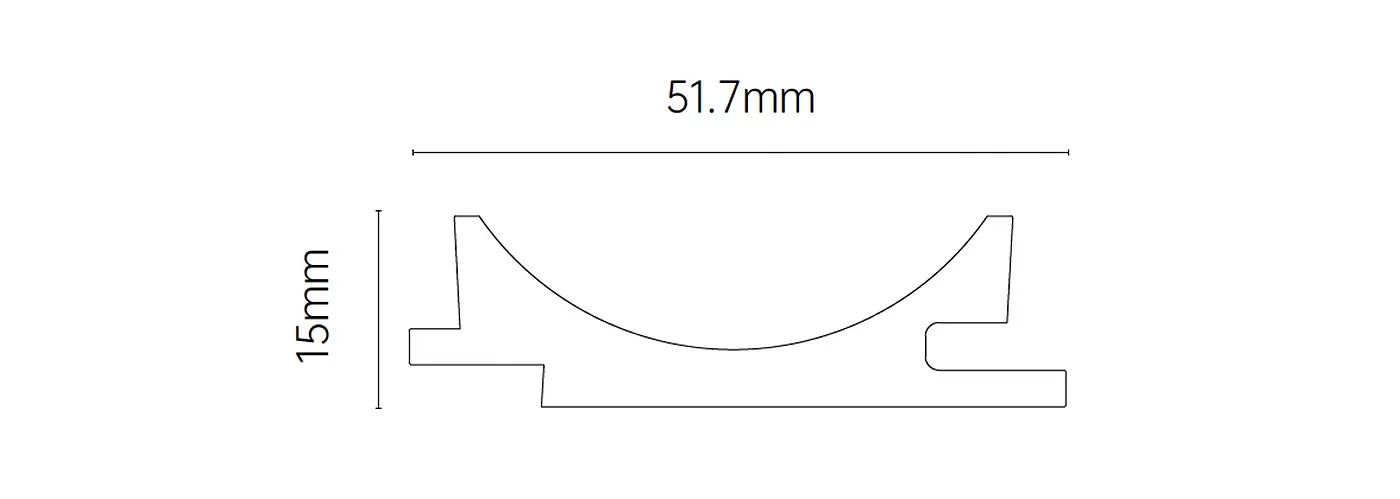 MW-DP50 Decor Panel technical cross-section, 51.7mm by 15mm