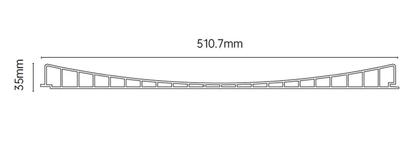 MW-DP5035 Decor Panel technical cross-section, 510.7mm by 35mm