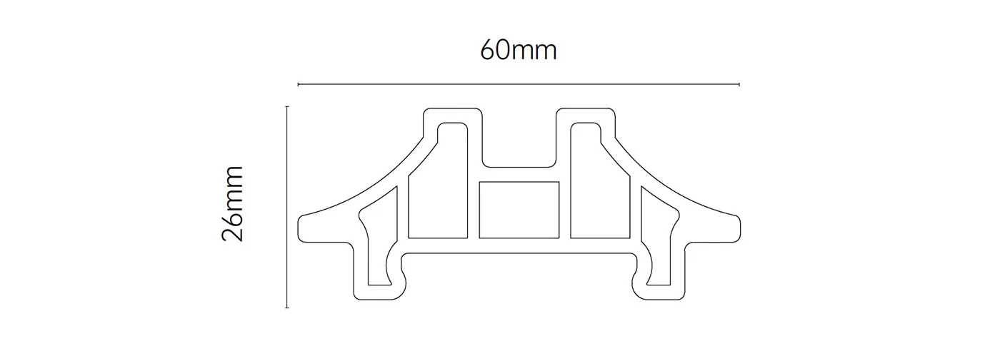MW-DP60 Decor Panel technical cross-section, 60mm by 26mm
