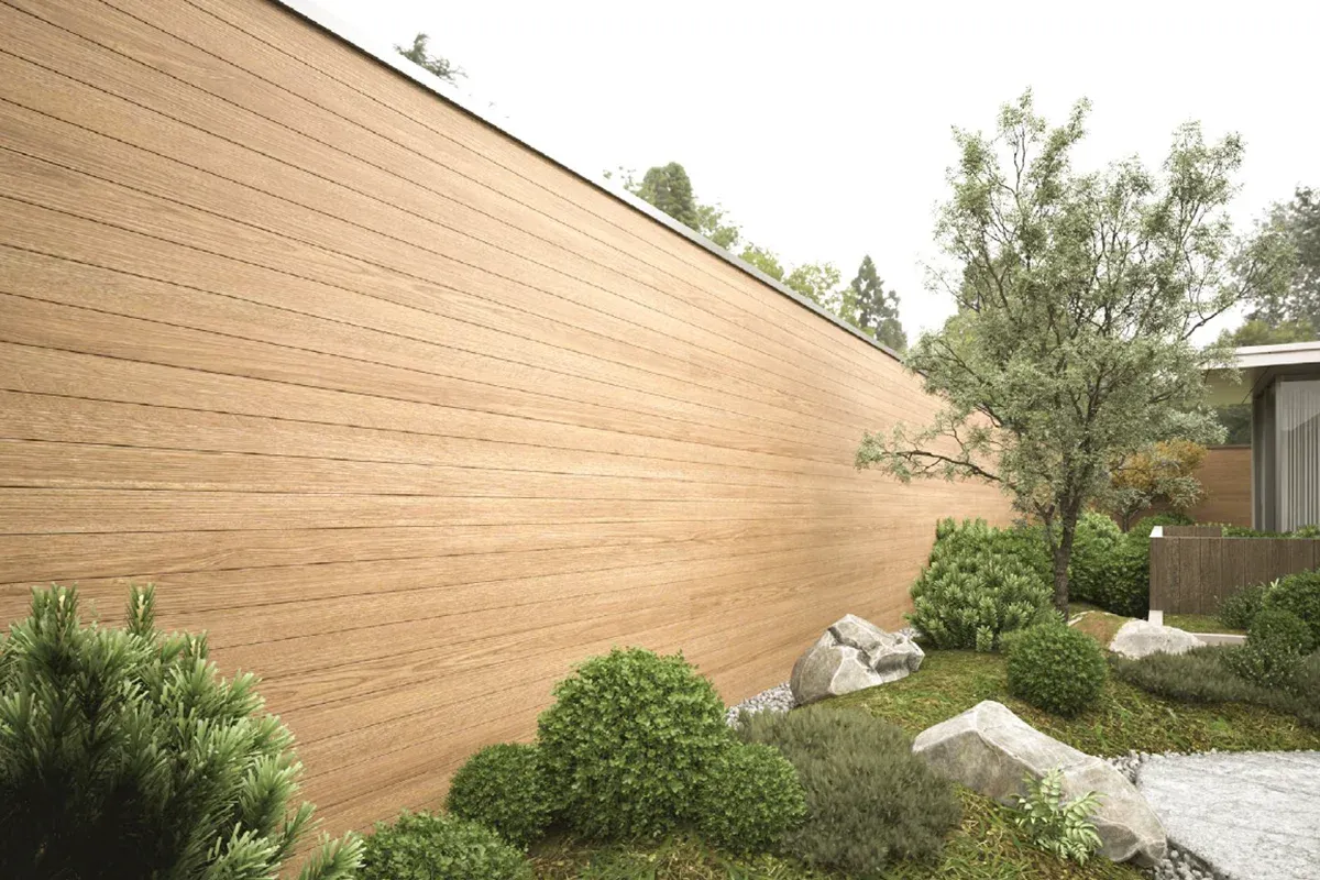 ASA co-extruded PVC wood-plastic outdoor decking boards with a natural woodgrain finish installed on a terrace — gallery photo 6